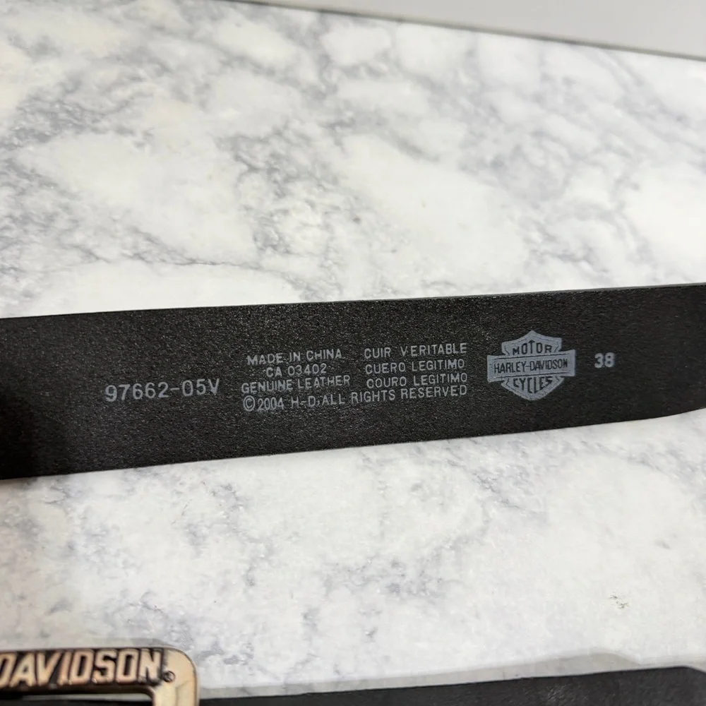 Harley Davidson motorcycle black leather belt mens women’s size 38 #97662